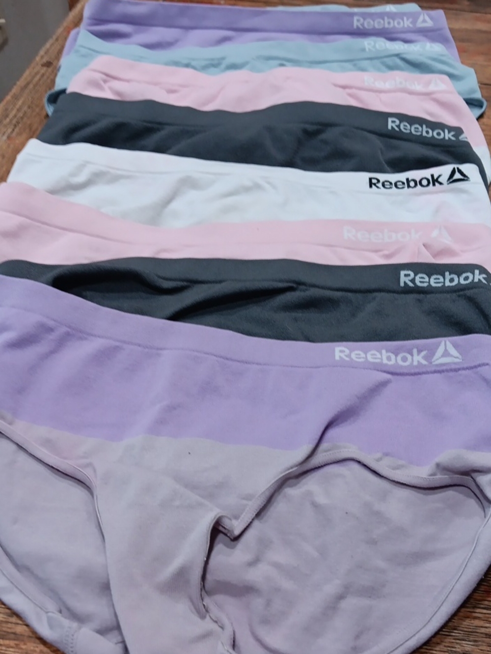 Girls Reebok Briefs 7-Pack in Lavender, Pink, White & Black